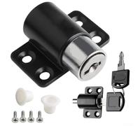 Limitatore di fermo per porte scorrevoli e finestre, compatibile con battente per porte in plastica, acciaio, alluminio, con corpo in lega di zinco e sistema di sicurezza con chiave (nero)