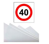 Limite Velocità 40, Cartello Vinile Taglio Su Glasspack 1 Mm Spessore