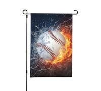 L'immagine di una palla da baseball nell'acqua e nel fuoco,Bandiera da giardino per esterni e interni, stendardo decorativo bifacciale 30x45 cm