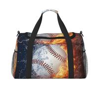 L'immagine di una palla da baseball nell'acqua e nel fuoco,Borse sportive, borse a tracolla sportive, borse da viaggio di grande capacità per uomo e donna