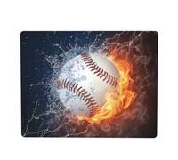 L'immagine di una palla da baseball nell'acqua e nel fuoco, Tappetino in gomma per coperchio superiore del microonde, 46 x 36 cm, resistente al calore, protezione per piano cucina.