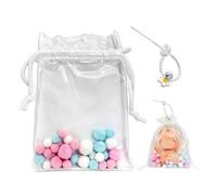 Limmoz Borsa trasparente per bambola di peluche, custodia protettiva in plastica PVC con corda in silicone, custodia portatile bianca da appendere, borsa con coulisse per scatola cieca, giocattolo
