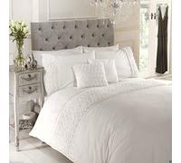 Limoge Rapport Home Rapport - Set Copripiumino con Rose Rialzate e Nastro, in Policotone, Cotone e Poliestere, Bianco