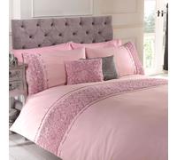 Limoges Rosa Increspato Misura Super King Set Copripiumino Lusso Letto Cipria