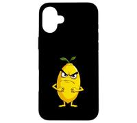 Limone arrabbiato in stile cartoon con espressione seria Custodia per iPhone 16 Plus