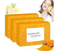limone curcuma acido sapone bar infuso vitamina C, curcuma viso, sapone sbiancante, per la pelle secca sensibile del viso, corpo e mani, detergente delicato sbiancante per (3 pezzi)
