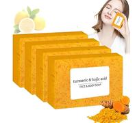 limone curcuma acido sapone bar infuso vitamina C, curcuma viso, sapone sbiancante, per la pelle secca sensibile del viso, corpo e mani, detergente delicato sbiancante per (4PCS)