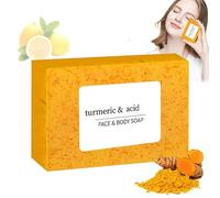 limone curcuma acido sapone bar infuso vitamina C, curcuma viso, sapone sbiancante, per la pelle secca sensibile del viso, corpo e mani, detergente delicato sbiancante per (1 pezzo)