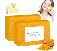 limone curcuma acido sapone bar infuso vitamina C, curcuma viso, sapone sbiancante, per la pelle secca sensibile del viso, corpo e mani, detergente delicato sbiancante per (2 pezzi)