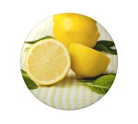 Limone giallo stampa 6cm rotondo distintivo della latta singolo lato stampato perfetto per la decorazione personale di stile e regalo, Misura unica, Metallo