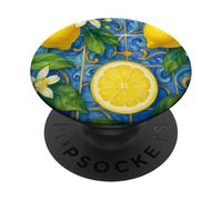 Limone Italiano Blu Piastrelle Estetiche Frutti Estivi Carino Girly PopSockets PopGrip Adesivo