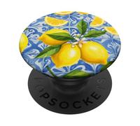 Limone Italiano Blu Tile Estetica Carino Girly Estate Frutti PopSockets PopGrip Adesivo