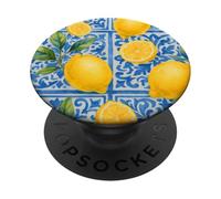 Limone Italiano Blu Tile Estetica Carino Girly Frutti Estate PopSockets PopGrip Adesivo