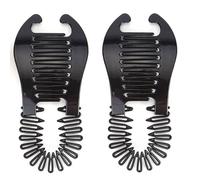 LIMOOO Pettini elastici a banana, clip ad incastro flessibili per coda di cavallo, clip per capelli a doppio lato, per donne e ragazze (2 pezzi, nero)