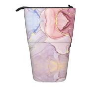 LimPac Astuccio telescopico viola e oro con stampa marmorizzata, supporto per cancelleria, portapenne retrattile con cerniera, Nero , Taglia unica, Art Eeco