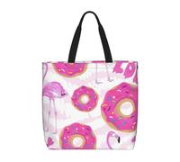 LimPac Borsa a tracolla con stampa fenicottero e ciambelle, borsa casual con cerniera, borsa a tracolla leggera per le donne, nero, Taglia unica