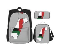 LimPac Cartina della bandiera della Palestina 03 elegante zaino da viaggio, portapranzo, set di astucci, grazioso resistente all'acqua, durevole e leggero, nero, taglia unica, nero, taglia unica, Nero