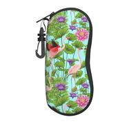 LimPac Custodia morbida per occhiali con stampa floreale, grande scatola protettiva per occhiali, chiusura con cerniera, unisex, Fenicottero Amore Fiori, Taglia unica