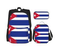 LimPac Elegante zaino da viaggio con bandiera cubana, portapranzo, set di astuccio, carino, resistente all'acqua, durevole, leggero, nero, taglia unica, nero, Nero , Taglia unica