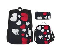 LimPac Happy Valentine'S Day2 - Set con zaino, portapranzo e astuccio per matite, per viaggi universitari casual, nero, Taglia unica