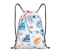 Limpac Hockey Elements - Zaino da palestra con coulisse, stampa creativa con motivi, per fitness, viaggi, spiaggia, sport, per uomini e donne, Nero , M