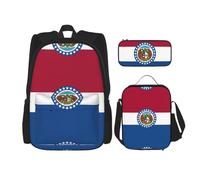 LimPac Missouri State Flag Print Daypack, zaino portapranzo e astuccio combinato per viaggi universitari casual, nero, Taglia unica