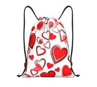 Limpac Romantico rosso Cordate Print versatile coulisse palestra borsa zaino leggero, negozio di sport di viaggio di fitness, Nero , M