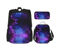 LimPac Universe Galaxy Star Space elegante zaino da viaggio, portapranzo, set di astucci, carino resistente all'acqua durevole leggero nero, taglia unica, nero, Rozmiar uniwersalny, Nero , Rozmiar