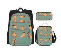 LimPac Yoga Pug elegante zaino da viaggio, portapranzo, set di astucci, carino resistente all'acqua durevole leggero nero, taglia unica, nero, Rozmiar uniwersalny, Nero , Rozmiar uniwersalny