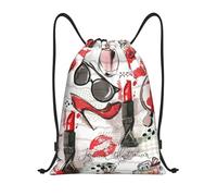 Limpac Zaino leggero versatile della borsa della palestra del cordone di stampa di arte del profumo cosmetico, negozio di sport di viaggio di, Nero , S