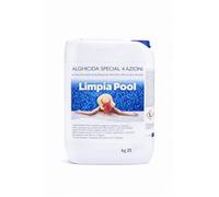 Limpia Pool Antialghe Piscina 25 kg Sistemico Microincapsulato | Non Schiumogeno Termoresistente | Azzurrante Schiarente Fungicida per Tutti i Filtri, SPA e Idromassaggio