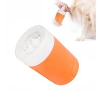 Limpiador de pies para perros, taza portátil para lavar pies de mascotas para perros, gatos y mascotas con revestimiento suave, color amarillo