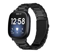 Limque Cinturino in acciaio inossidabile compatibile con Fitbit Versa 4, Fitbit Sense 2, Fitbit Versa 3, Fitbit Sense, cinturino regolabile in metallo, ricambio per donne e uomini, Nessuna pietra