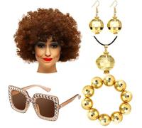 Limtula 1950 1960 1970 80 Donne Discoteche Costume Set Lady Discos Accessori Orecchini Occhiali Da Sole Paillettes Caps Neacklace Parrucche