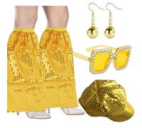 Limtula 1950 1960 1970 80 Donne Discoteche Costume Set Lady Discos Accessori Orecchini Occhiali Da Sole Paillettes Caps Neacklace Parrucche