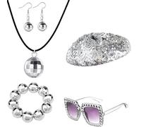 Limtula 1950 1960 1970 80 Donne Discoteche Costume Set Lady Discos Accessori Orecchini Occhiali Da Sole Paillettes Caps Neacklace Parrucche