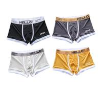 Limtula 2. Boxer da uomo in seta di ghiaccio, 4 pezzi, boxer elasticizzati, traspiranti, rinfrescanti, anti-risalita, con controllo, slip traspiranti, Grigio chiaro nero tur, Taglia unica