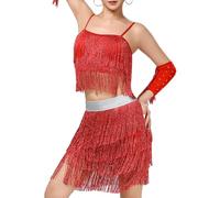 Limtula 3 Elegante gonna da ballo in tessuto altamente elasticizzato con nappe decorative Abbigliamento da festa con frange fluenti Costume da ballo con frange