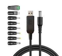 Limtula 8 adattatori USB a DC5.5mm 5V / 9V / 12V Step Up Caricabatterie Cavo per Router Modem Fotocamera LED Dispositivi Display Digitale Caricabatterie
