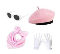 Limtula Accessori Per Costumi Da Donna Francese Accessori Degli Anni '80 In Costume Francese Set Berrette Berretti Per Cappelli Ovali Sciarpa Ragazze Donne