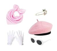 Limtula Accessori Per Costumi Da Donna Francese Accessori Degli Anni '80 In Costume Francese Set Berrette Berretti Per Cappelli Ovali Sciarpa Ragazze Donne