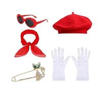 Limtula Accessori Per Costumi Da Donna Francese Accessori Degli Anni '80 In Costume Francese Set Berrette Berretti Per Cappelli Ovali Sciarpa Ragazze Donne