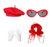 Limtula Accessori Per Costumi Da Donna Francese Accessori Degli Anni '80 In Costume Francese Set Berrette Berretti Per Cappelli Ovali Sciarpa Ragazze Donne
