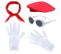Limtula Accessori Per Costumi Da Donna Francese Accessori Degli Anni '80 In Costume Francese Set Berrette Berretti Per Cappelli Ovali Sciarpa Ragazze Donne