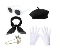 Limtula Accessori Per Costumi Da Donna Francese Accessori Degli Anni '80 In Costume Francese Set Berrette Berretti Per Cappelli Ovali Sciarpa Ragazze Donne