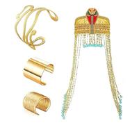 Limtula accessori per costumi egiziani includono un copricapo egiziano a forma serpente con nappe, perline, bracciale da polso, polsino a forma serpente, fascia per capelli