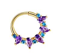 Limtula Anelli da naso portatili in acciaio robusto con ametista e zirconi per gli appassionati di moda uso casual abiti eleganti anelli da naso ametista, 1.2 8, come descritto, come descritto