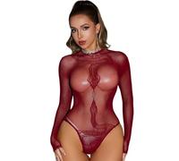 Limtula Body con Design a Forma Serpente Lingerie a Maniche Lunghe Collant a Rete Trasparenti Tuta Top per Serate in Discoteca e sfilate Tuta a Rete a Maniche Lunghe