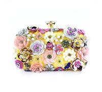Limtula Borsa per cena serale Pochette con fiori con perline Borsa a tracolla con catena metallo Borsa per banchetti Borsa per ballo fine anno Borsa con pochette floreale colorata