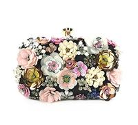 Limtula Borsa per cena serale Pochette con fiori con perline Borsa a tracolla con catena metallo Borsa per banchetti Borsa per ballo fine anno Borsa con pochette floreale colorata